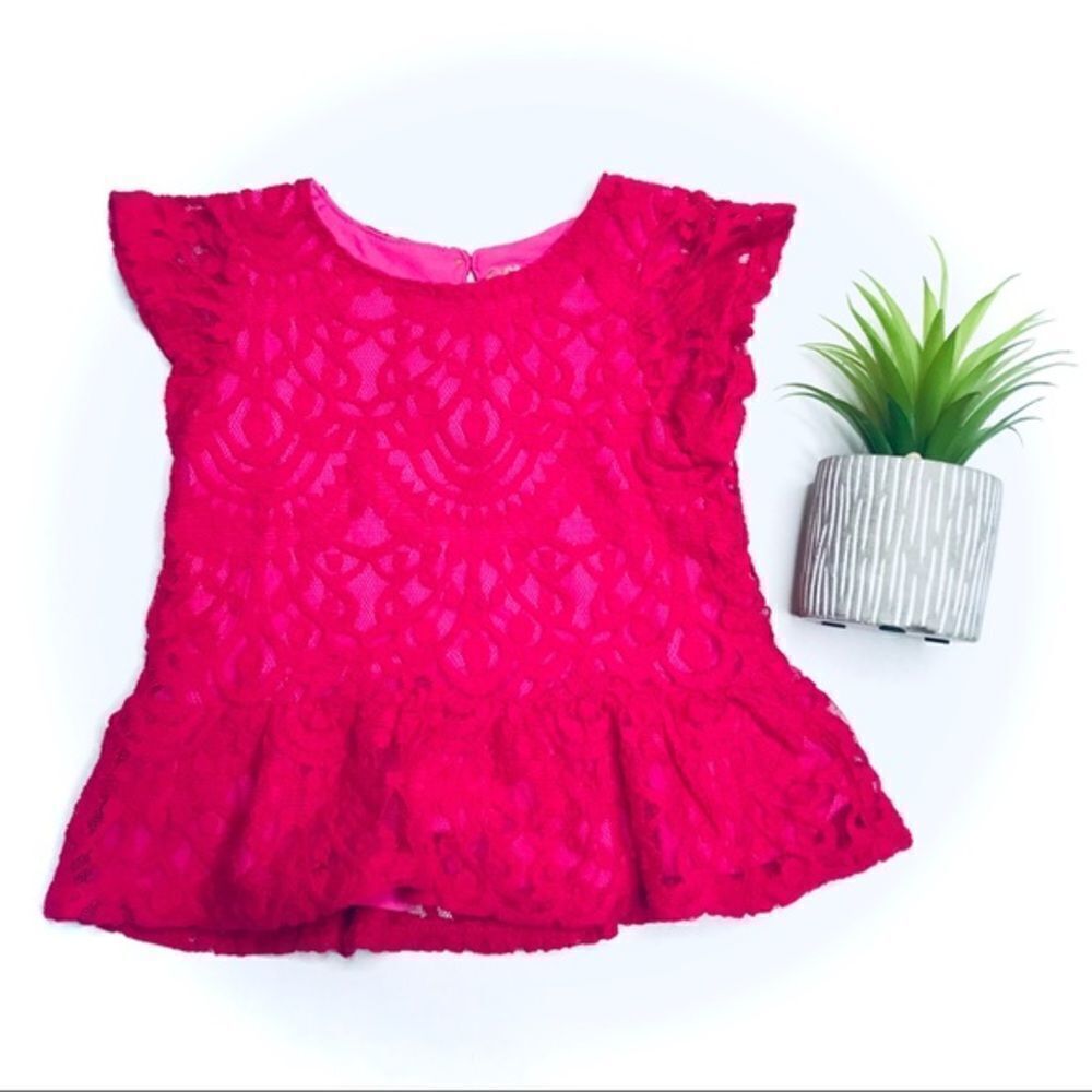 genuine Kids by Oshkosh Lace Peplum Keyhole Blouse